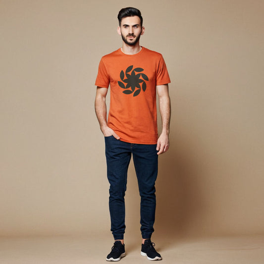 Diseños Orange Graphic Tee - Circle Leaf